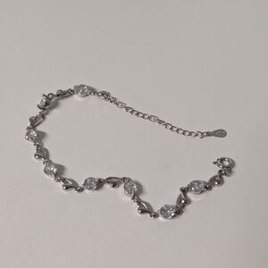 Sterling Silver Bracelet with Clear Stones